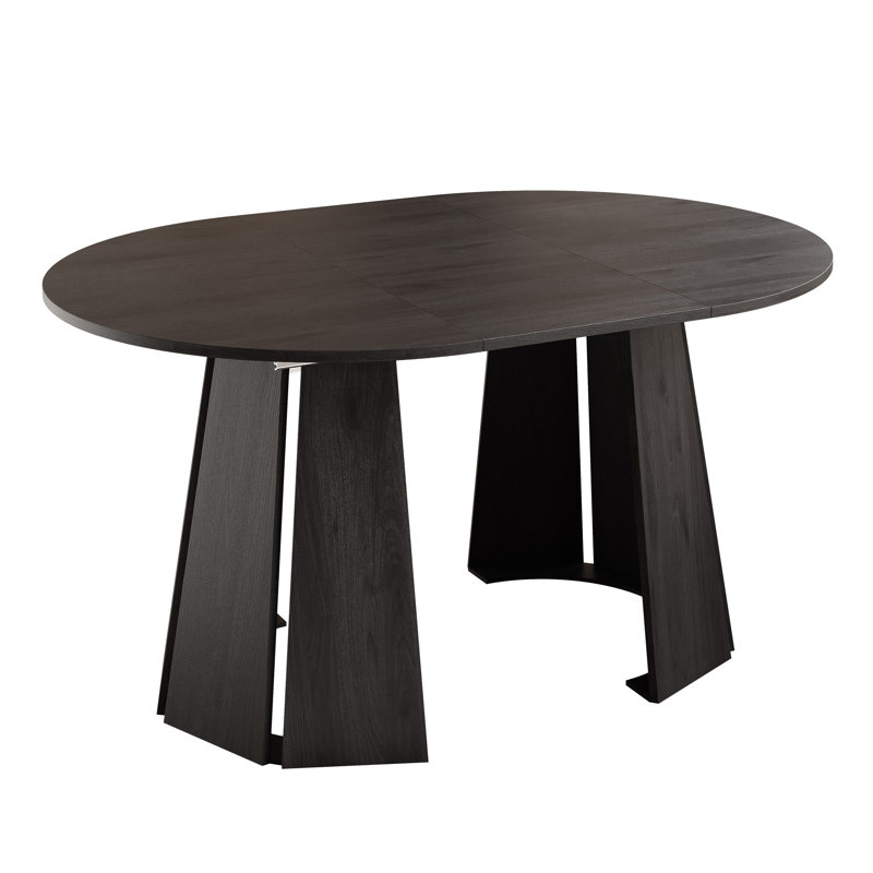 Extendable Round Dining Table, 76cm H x 140cm W x 140cm D, Black