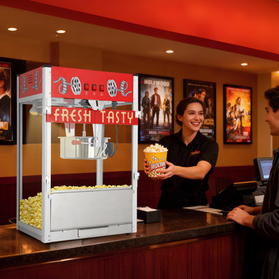 Commercial Popcorn Machine, 30 Oz Kettle, 1650 W, Movie Theater Popcorn Machine, Red Tabletop Popcorn Machine with 3-Switch Control ,Popcorn Machine Maker for Home, Theater, Parties, Red