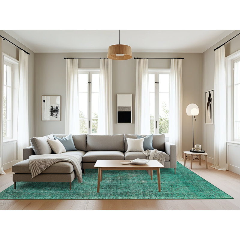Tapis vert de style oriental, Rectangle 8 pi x 10 pi