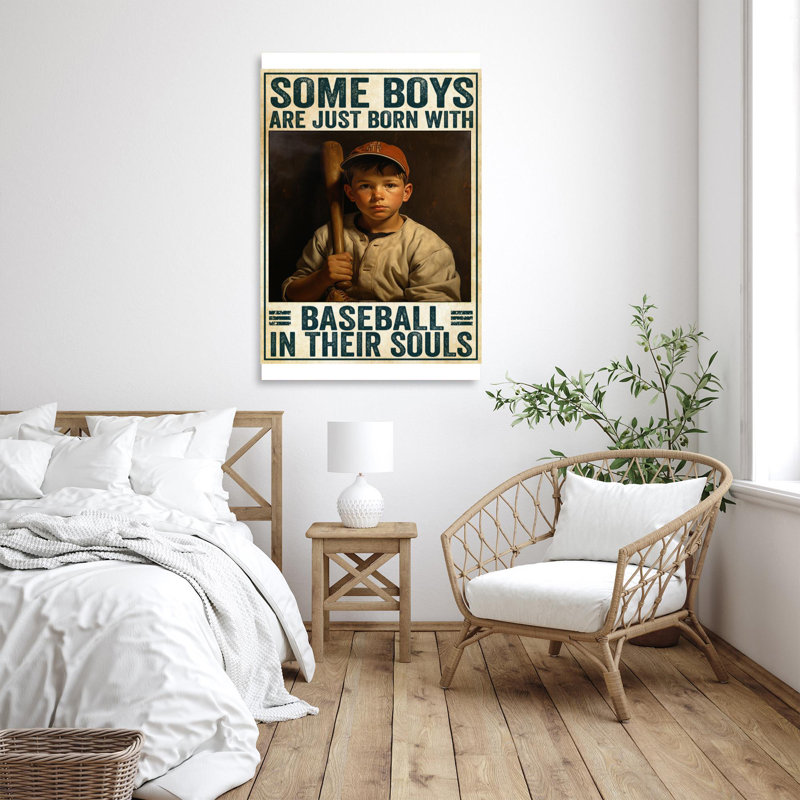 «Some Boy Are Just Born With Baseball», reproduction d'art graphique sur toile tendue, H 36 po x l 24 po x P 1,25 po