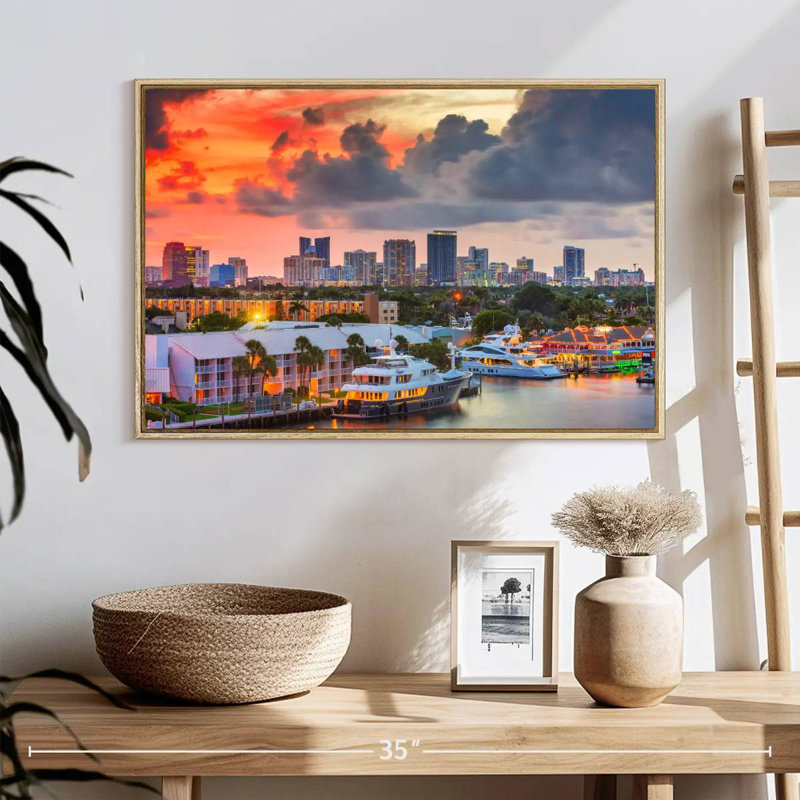 Fort Lauderdale en Floride, Cadre flottant en bois naturel, 25 po x 17 po