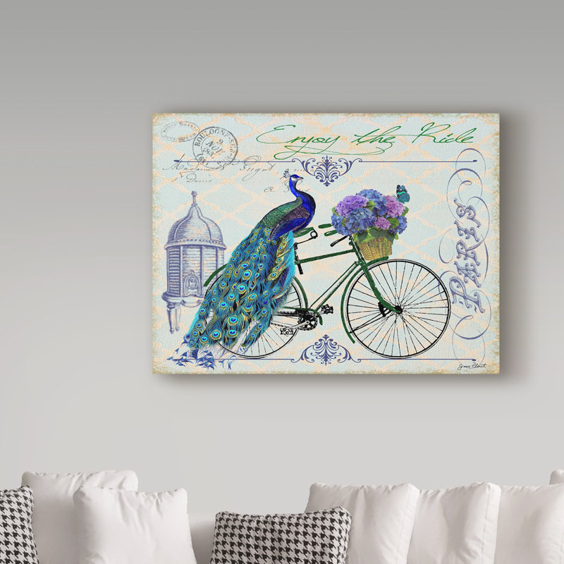 «Peacock on Bicycle», impression sur toile tendue, H 14 po x l 19 po x P 2 po