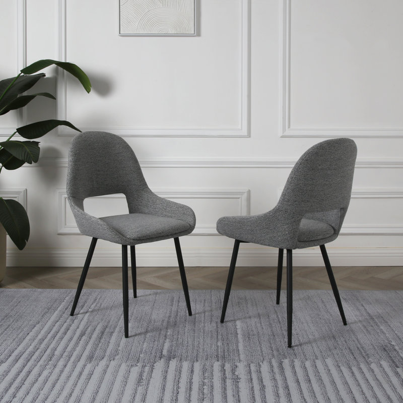 Quebisha 49cm H Upholstered Metal Upholstered Back Side Chair in Grey