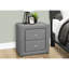 Upholstered Grey Linen Nightstand - 2 Drawers, Bedroom Accent Piece Table Drawer