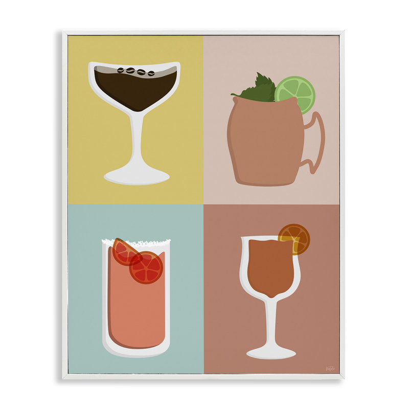 Mixed Cocktail Drinks, estampe numérique par Natalie Carpentieri, Estampe numérique encadrée blanc bord de mer