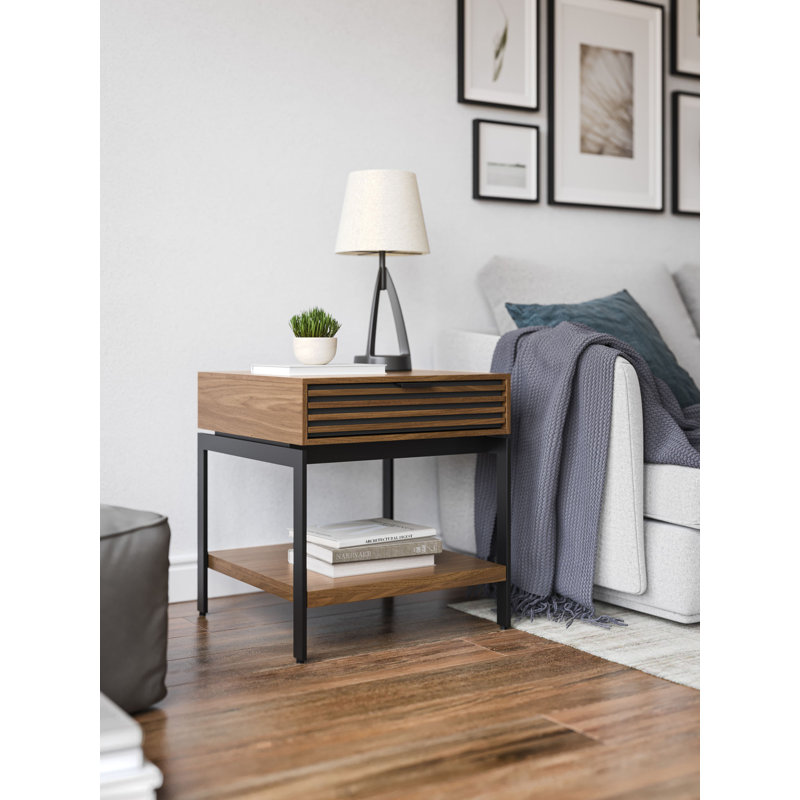 Cora Solid Wood End Table, Natural Walnut