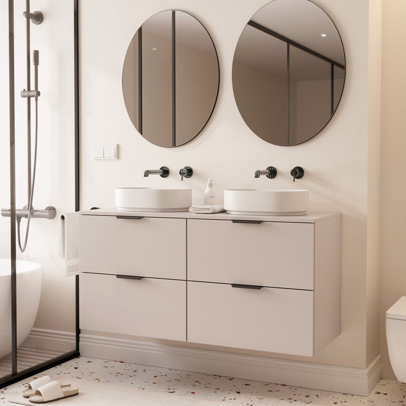 ROSA 120 cm Bathroom Cabinet with Drawers and Soft-Close,, Cashmere