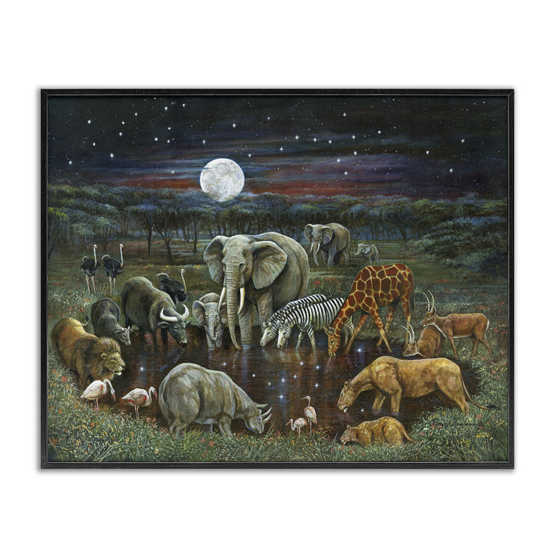 Reproduction de giclée par paires d'animaux à l'arrosage, conception de Ruane Manning, H 16 po x l 20 po