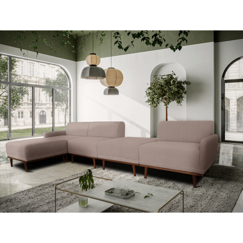 Johnathon Sofa & Chaise, Grey Polyester Blend, Left Hand Facing