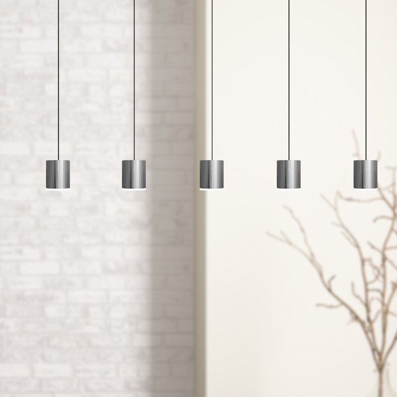Luminaire suspendu linéaire à 5 lumières pour îlot de cuisine Andromedae, Nickel