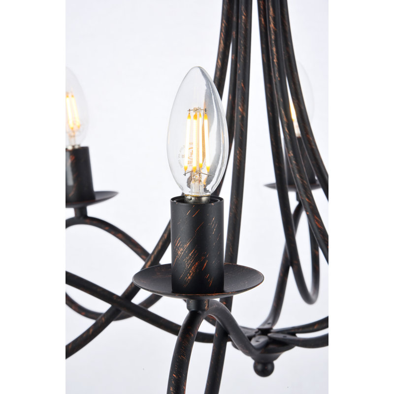 Lustre traditionnel / classique à 6 lumières de style bougie Macarthur, Bronze foncé