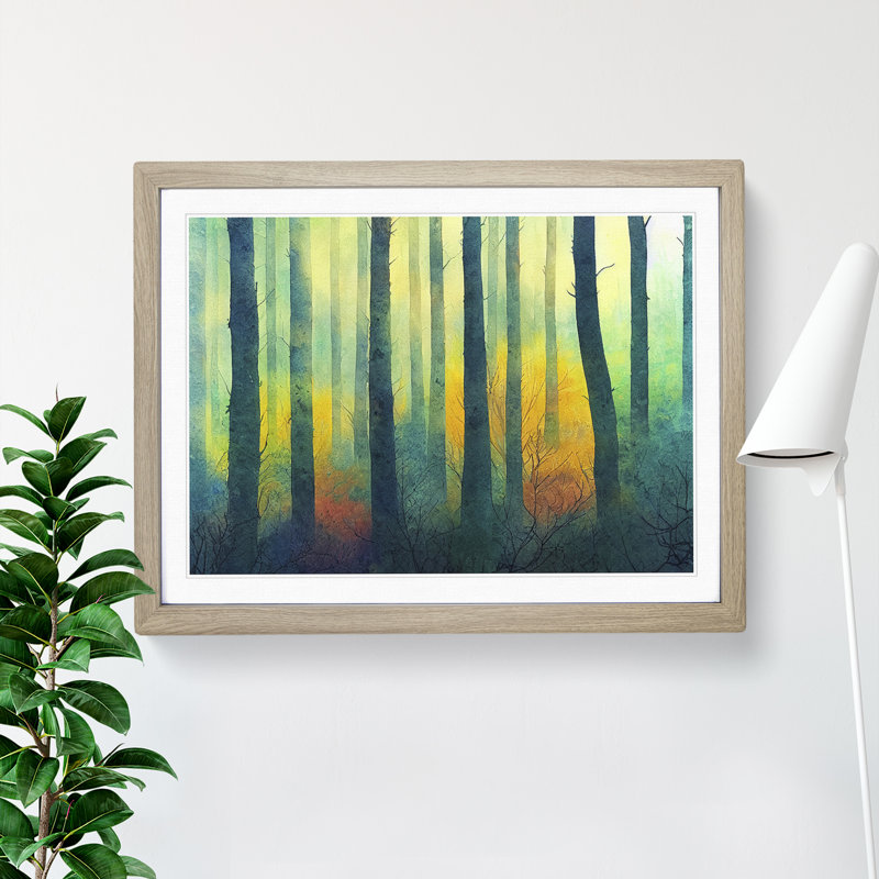 Forest in Colour 1 Piece Single Picture Frame Wall Art, 46cm H x 64cm W x 2cm D, Oak