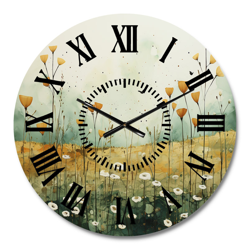 Horloge murale Whispering Meadows I - Abstract Collages, Médium