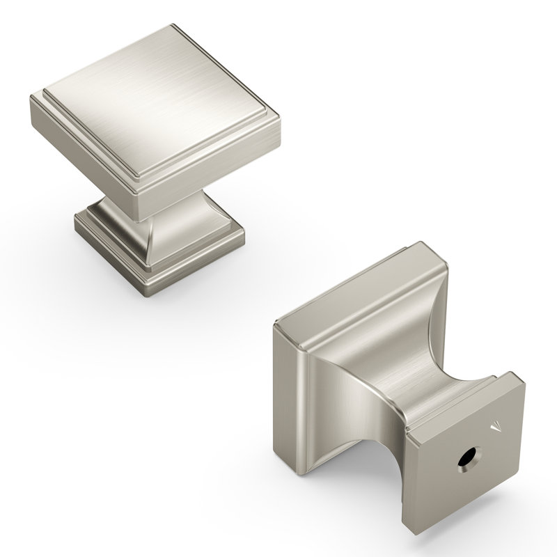 Brownstone Collection Square Knob - Cabinet Knob - Transitional Hardware for Drawers & Cabinets, Satin Nickel, 1-1/8"