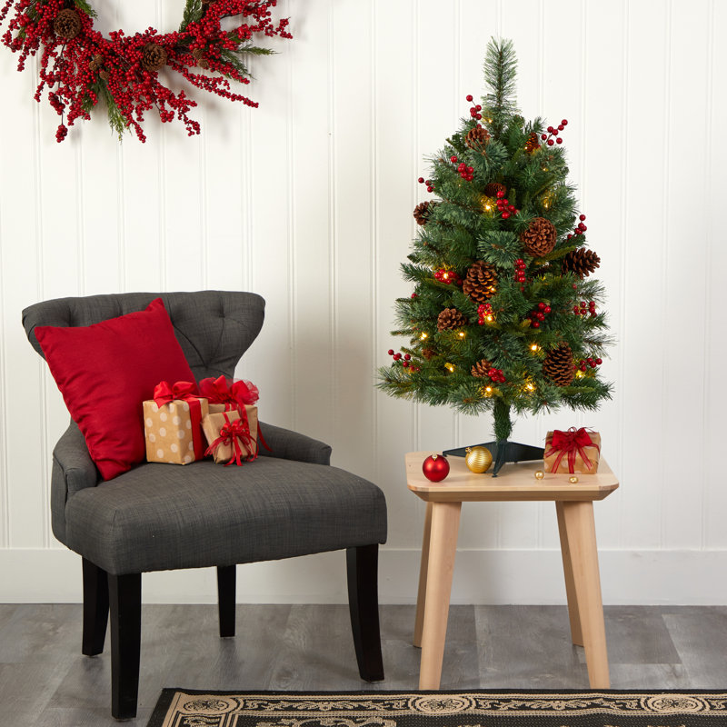 Lighted Artificial Christmas Tree, 3' H