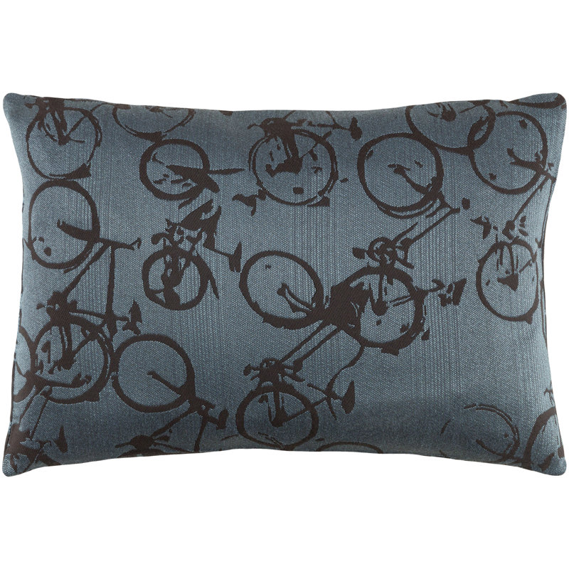Pedal Power Reversible Throw Pillow, Black/Blue