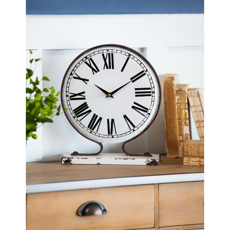 Rustic Roman Numeral Metal Tabletop Clock in