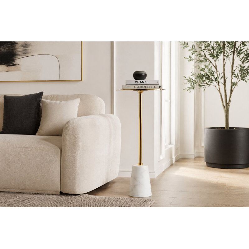 Maisel End Table, Gold, White