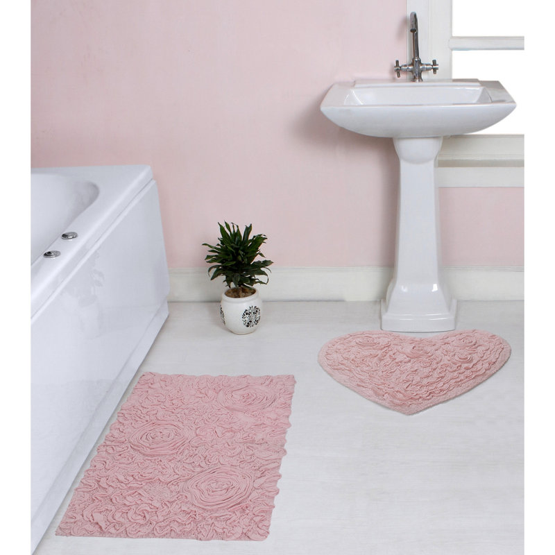 Freida 2 Piece Bath Rug Set, Pink