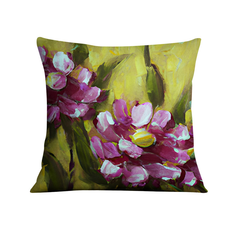 Throw Pillow Cover Only, H 20 po x l 20 po, Vert / mauve floral 3