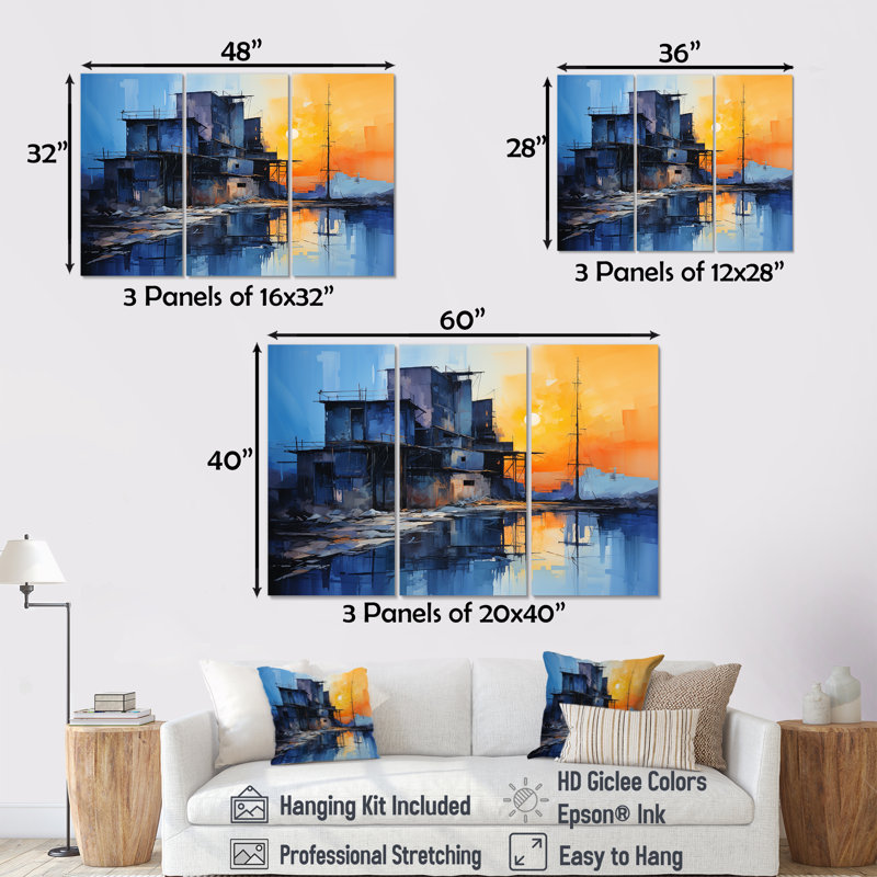 Ensemble de salon d'art mural Cobalt, H 40 po x l 60 po x P 1 po
