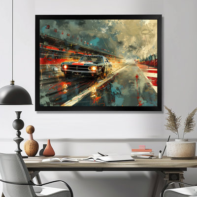 «American Flag Color of Vintage Muscle Race IV», reproduction d'art mural