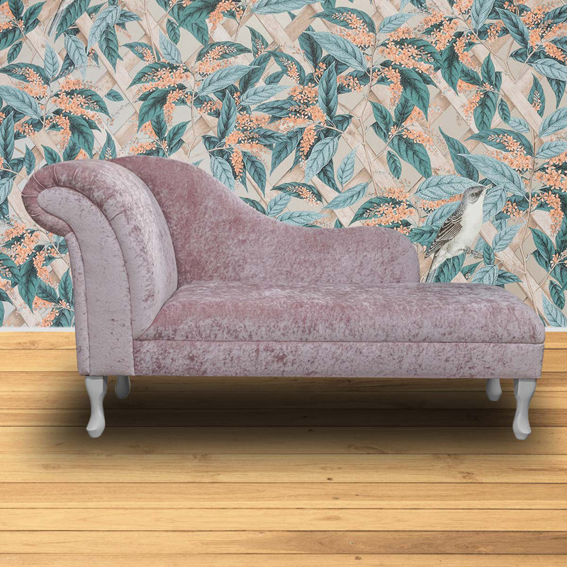 Upholstered Chaise Lounge, Pink, White