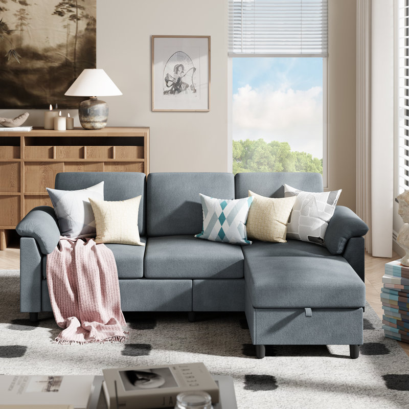 Convertible Sectional Small Sofa L-Shaped Couch Seat With Modern Linen Fabric, For Living Room, Apartment,Study And Office, 79"