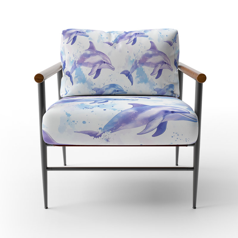 Chaise d'appoint Kids Ocean Animals - Fauteuil Dolphin Drift, Bras ronds bruns