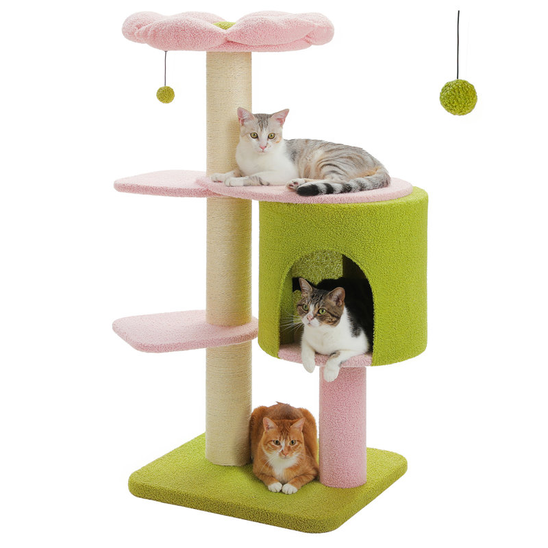 Arbre à chat 48 po pour grands chats d'intérieur, poteau à griffes épais, grande tour à griffer