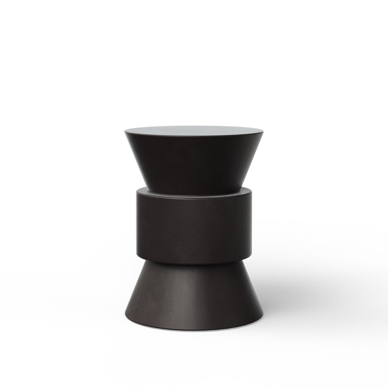 Black Concrete Hourglass Indoor/Outdoor Accent Stool