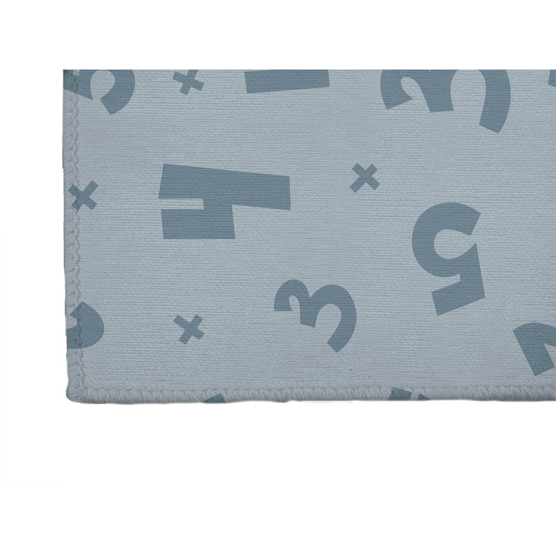 Number Match Kids Play Mat, Rectangle 3' x 5', Slate Blue/Blue/Ivory