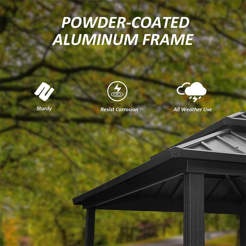 Structure en métal d'extérieur pour barbecue en aluminium avec tablettes de service, Gris