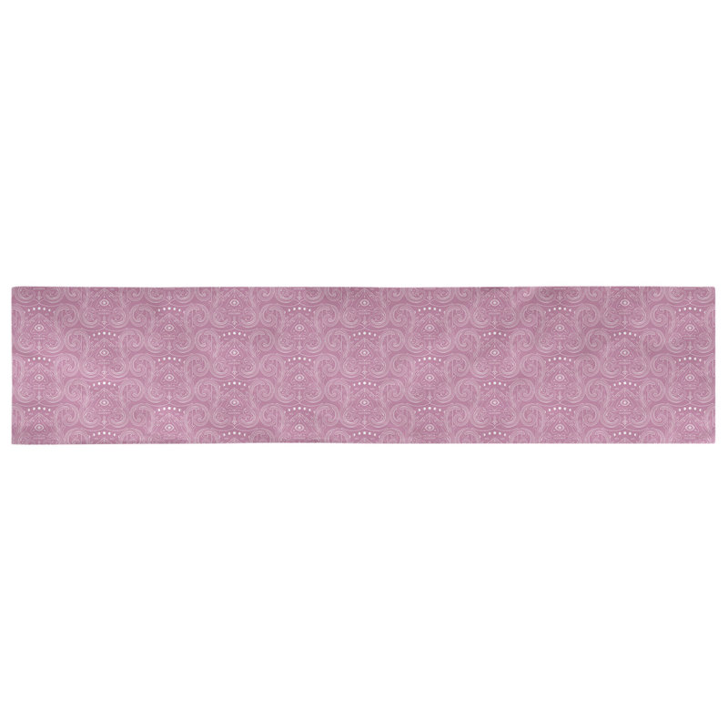 Chemin de table géométrique avicia, 72 po x 16 po, Rose / blanc, Coton