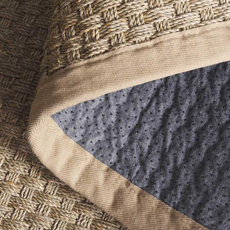 Auckland Bamboo Slat/Seagrass Natural/Beige Area Rug, Square 5'