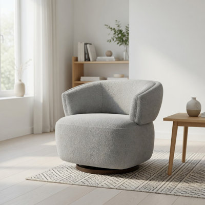Fauteuil d'appoint pivotant gris 32 po 32 po, fauteuil club surdimensionné 360 ° entièrement assemblé