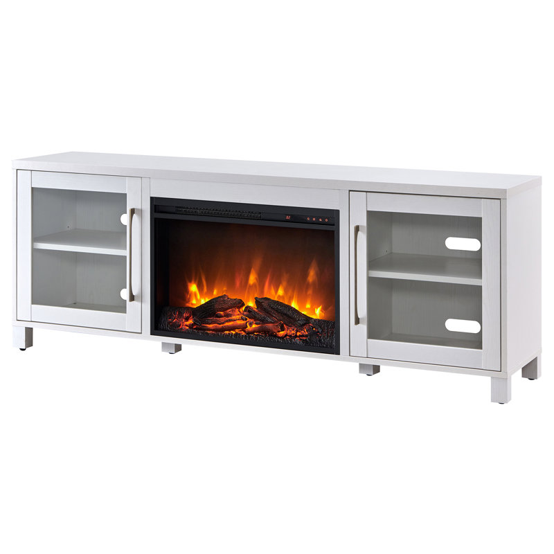 Quincy TV Stand for TVs up to 78" with Fireplace Included, White