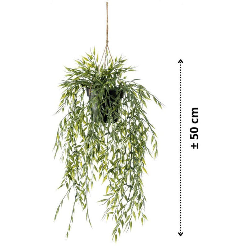 Emerald Artificial Bamboo Hanging Bush in Pot 50cm