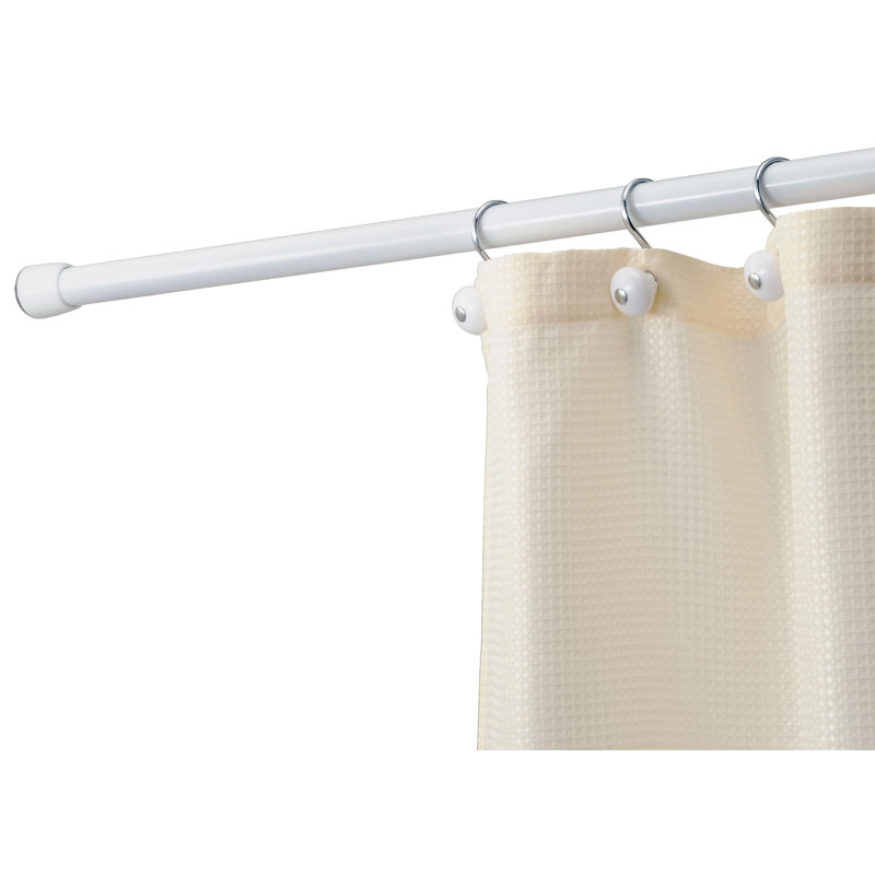 White Stainless Steel Adjustable Tension Shower Curtain Rod