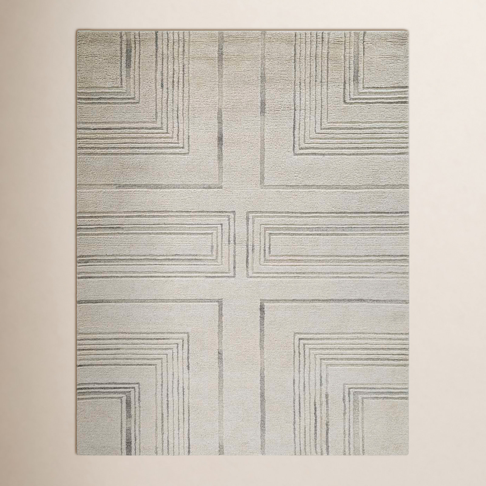 Ivory Light Gray Hand-Tufted Rug, Rectange 5' x 8'