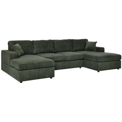 Corduroy 3 Sectional, Seats 4, Square Arms, Low-profile Look For Modern Spaces , 4 Seats, Removable Covers, U-shaped Family Gatherings