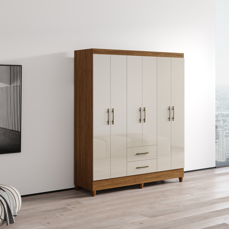 Armoire Panama 60,2 "avec tablettes réglables, tringle, Naturel / Blanc