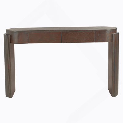 Entryway Table With Natural Wood Grain Finish, Console Table With Fluted Design, Oval Top And 2 Drawers For Entryway And Living Room (Espresso)