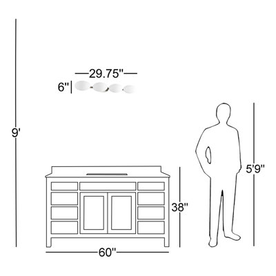 Éclairage de salle de bain à intensité variable 4 lumières Bohemond