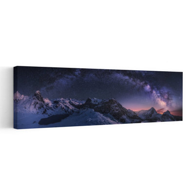 Milky Way Over Snowy Peaks Serene Tranquil Abstract Landscape Mountain Wall Art