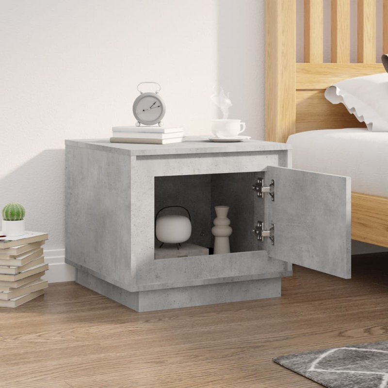 Nikolov Side Table with Storage, Concrete Grey