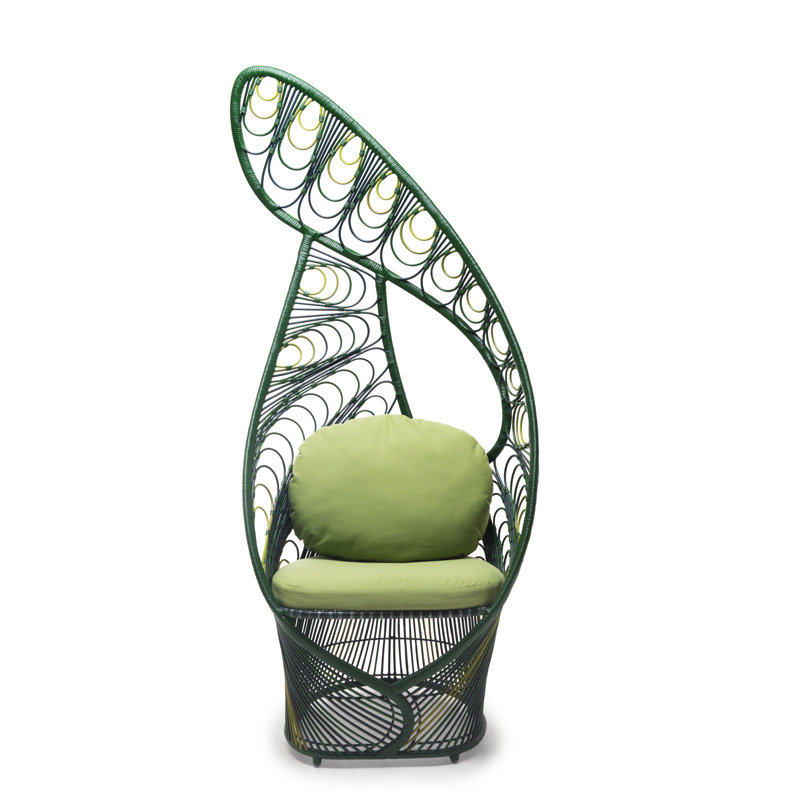 Peacock Chair, Lime Green, Canvas Ginkgo