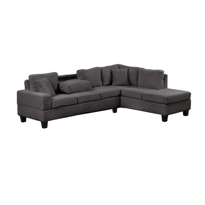 Canapé modulaire inclinable en velours gris avec rangement et coussins fonctionnels modernes