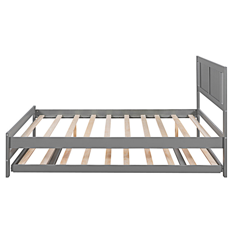 Lit plateforme avec lit gigogne réglable, Gris