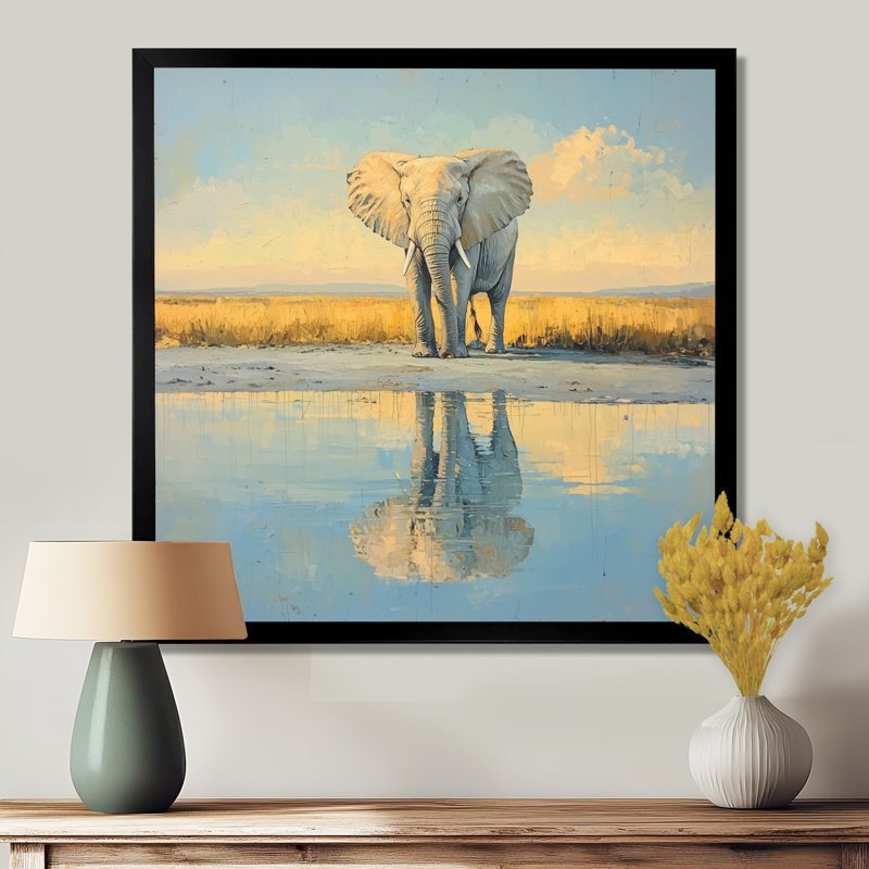 Halpin éléphant au bord de l'eau d'Afrique III - éléphant, art mural, Reproduction encadrée d'une seule photo
